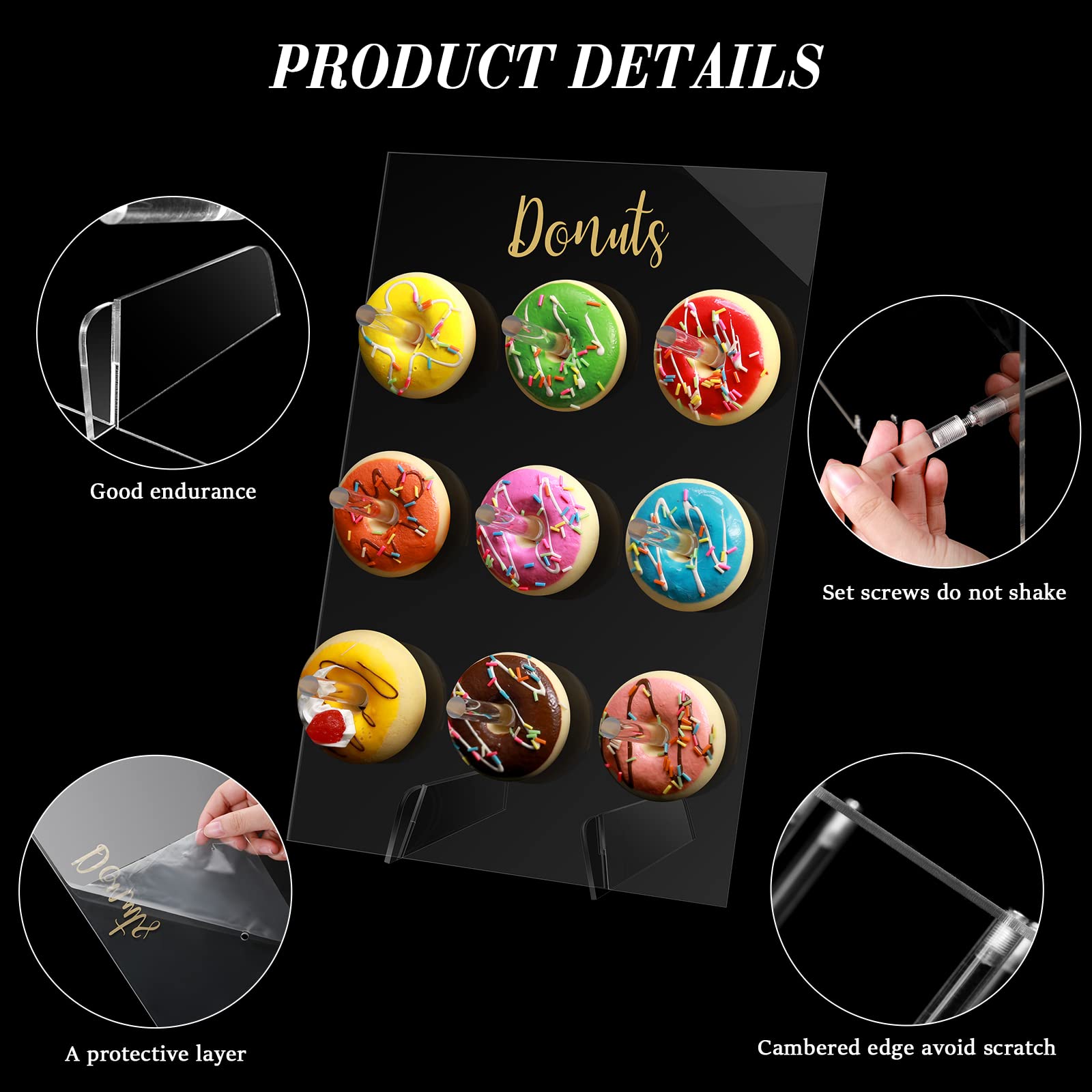 2 Pack Donut Stand Donut Display Wall Stand For Dessert Table Clear Acrylic Donut Holder Stand For Wedding Birthday Treat Holida